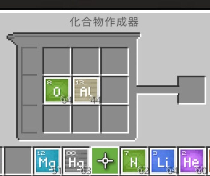化合物作成器は適切な数量の元素が必要である。